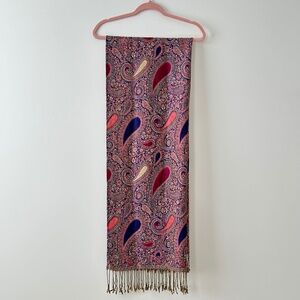 Multicolored Pink & Blue Paisley Pashmina Scarf